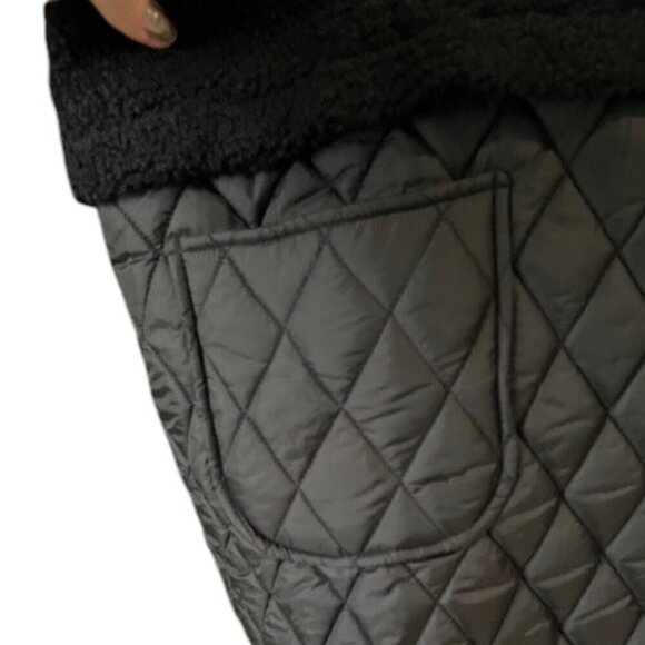 WOMAN WITHIN Black 2-in-1 Zip-Off Berber Quilted Jacket Button Down Plus Size 5X - Picture 5 of 14